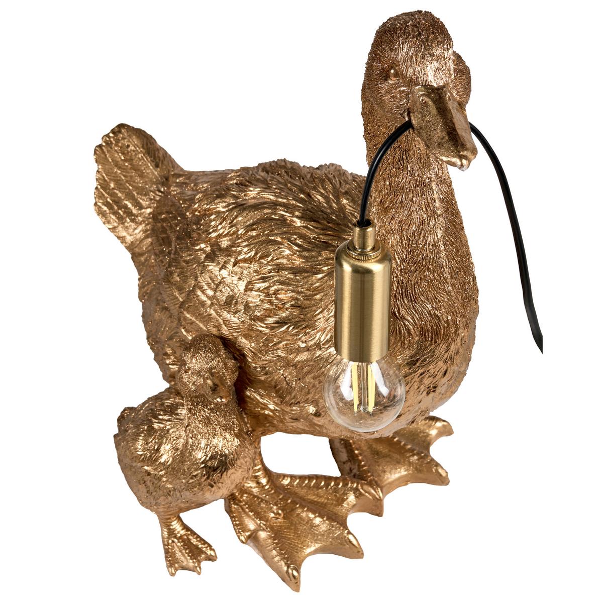 TISCHLAMPE Ente Gold Daffy - Messingfarben/Goldfarben, Kunststoff (33/21/40cm) - Beliani