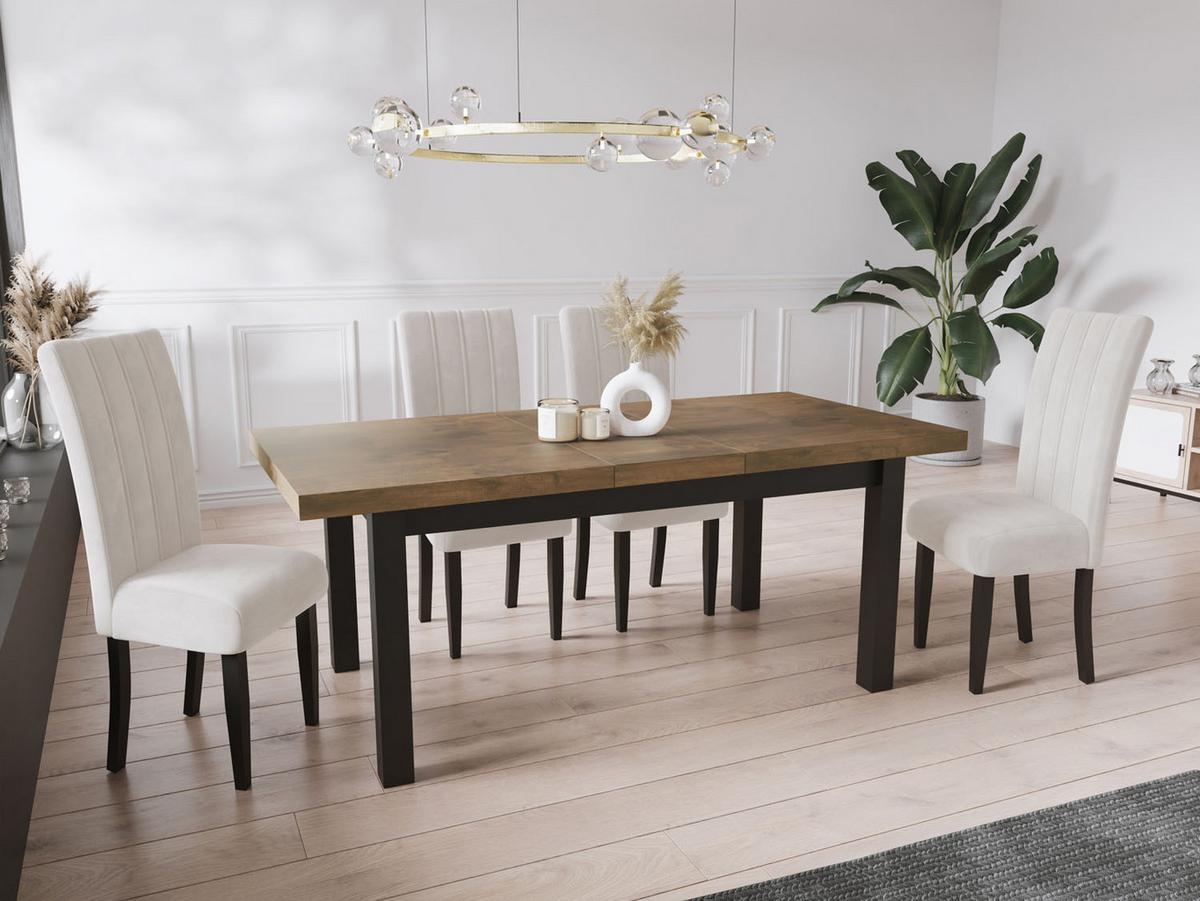 ESSTISCH Gemini rechteckig ausziehbar, Lefkas Eiche 120-160/80/78 cm - Alteiche/Schwarz, Holz/Holzwerkstoff (80/160/78cm) - WFL GROUP