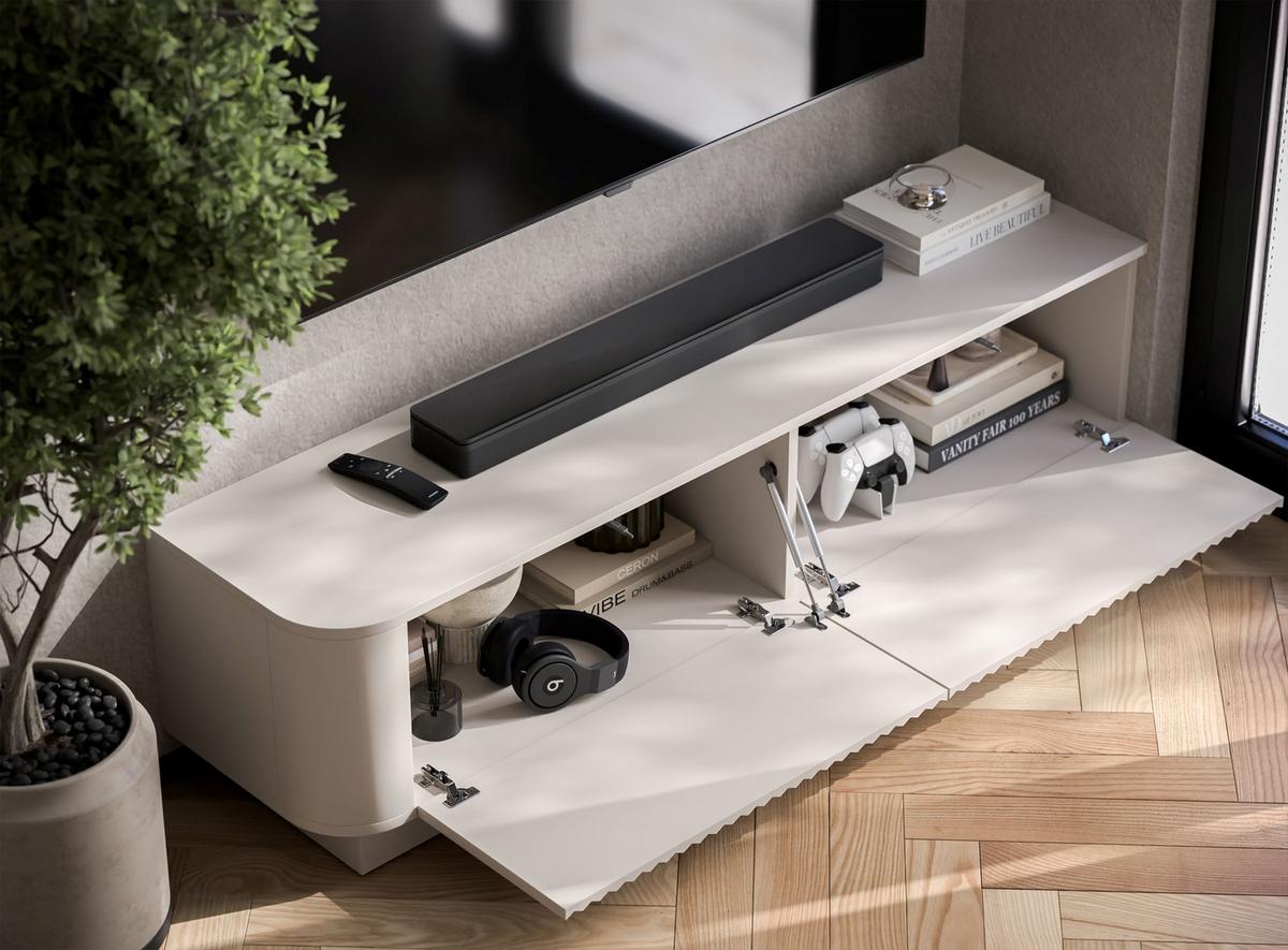TV-LOWBOARD Aurora Kaschmir matt 140 cm mit Sockel - Kaschmir, Holzwerkstoff (140/37/35cm) - Meble Lindner