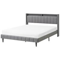 BETT mit LED 160/200 cm Stoff Dunkelgrau Beaulieu - Dunkelgrau, Textil (160/200cm) - Beliani