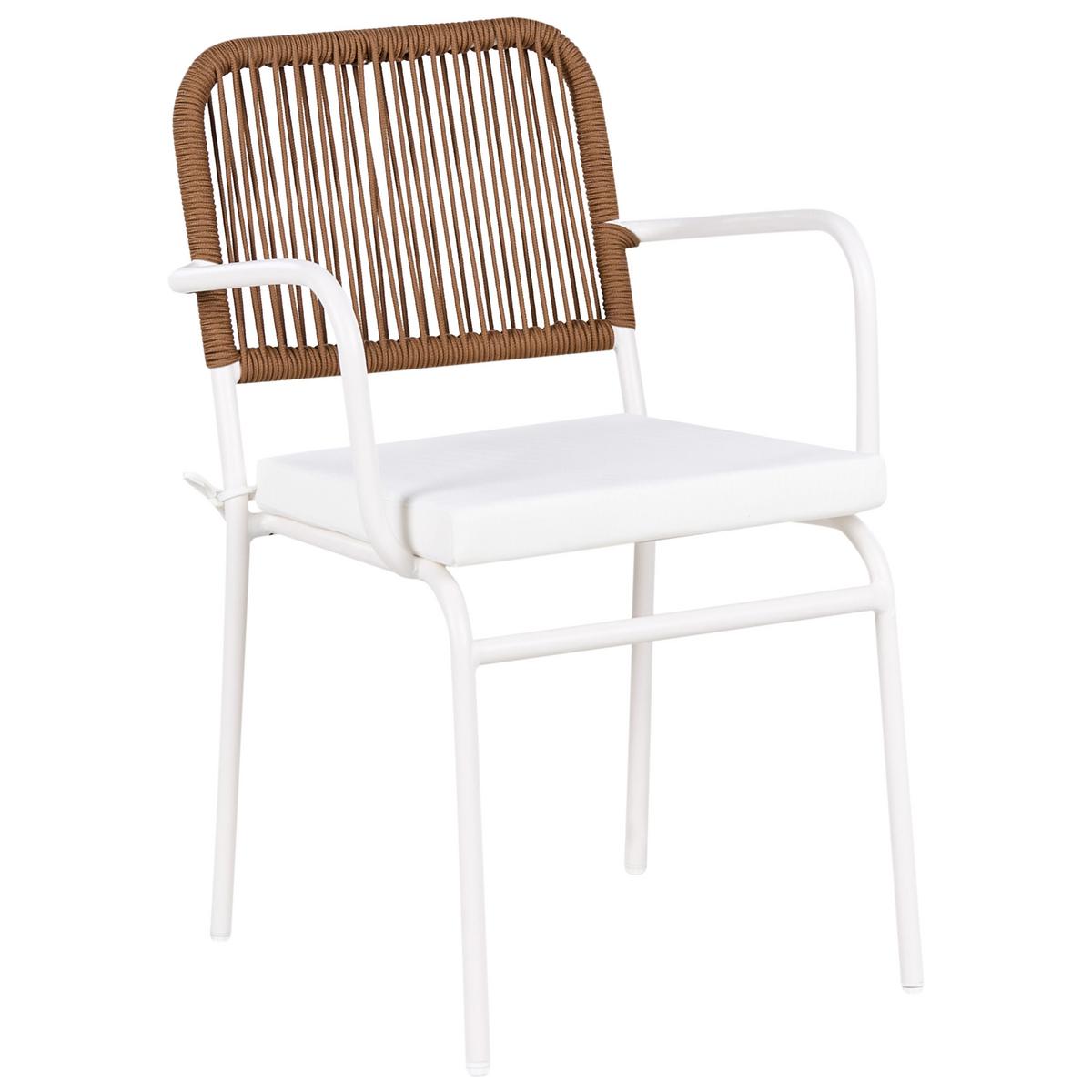 GARTENSTUHL 4er-Set Weiß Taceno - Weiß/Braun, Metall (46/82/52cm) - Beliani