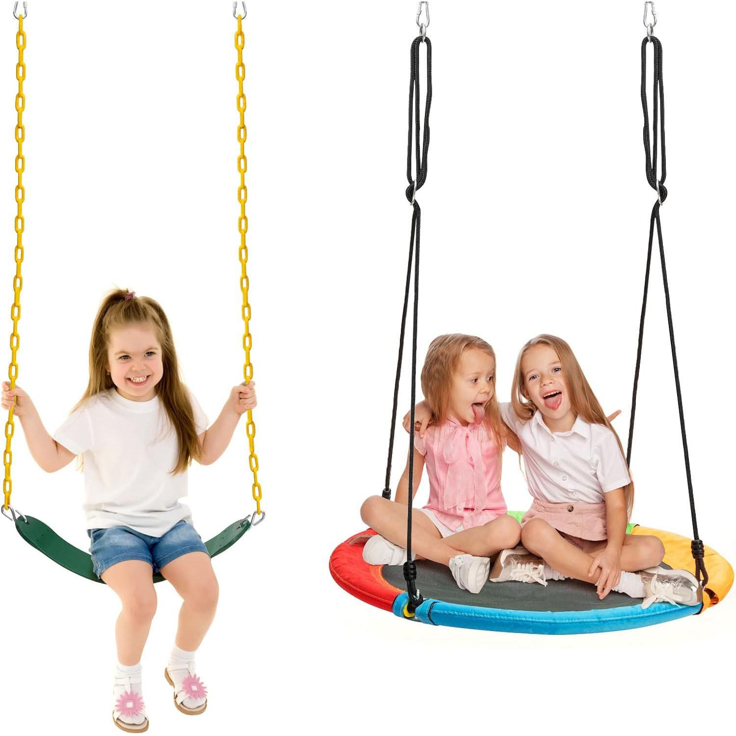 KINDERSCHAUKEL Blau-gelb - Multicolor, Metall (249/181.5/185cm) - COSTWAY