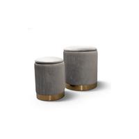 HOCKER-SET GEMINI 37/37/42 cm Grau - Goldfarben/Grau, Textil/Metall (37/42/37cm) - Lookway