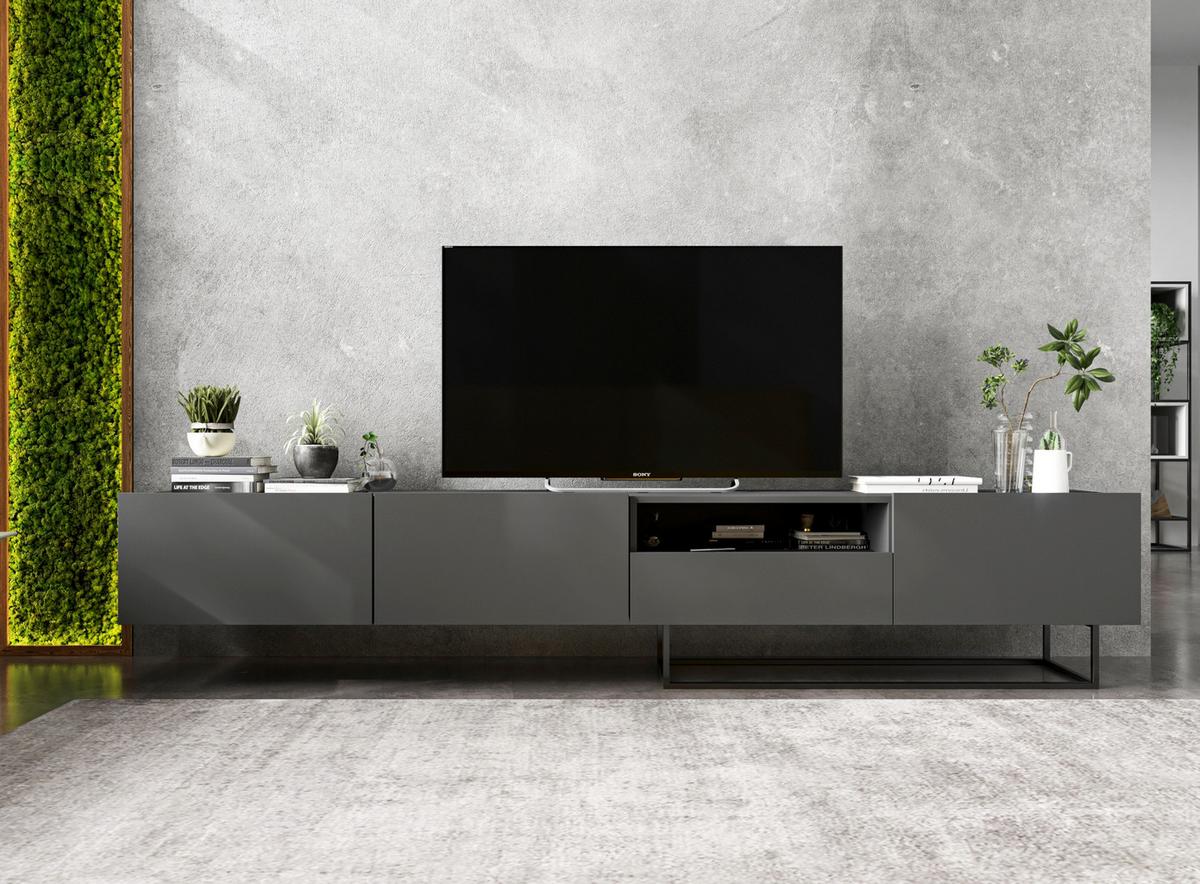 TV-SCHRANK Enjoy Grau matt mit Metallrahmen Schublade 120 cm - Schwarz/Grau, Holzwerkstoff/Metall (120/46/35cm) - Meble Lindner