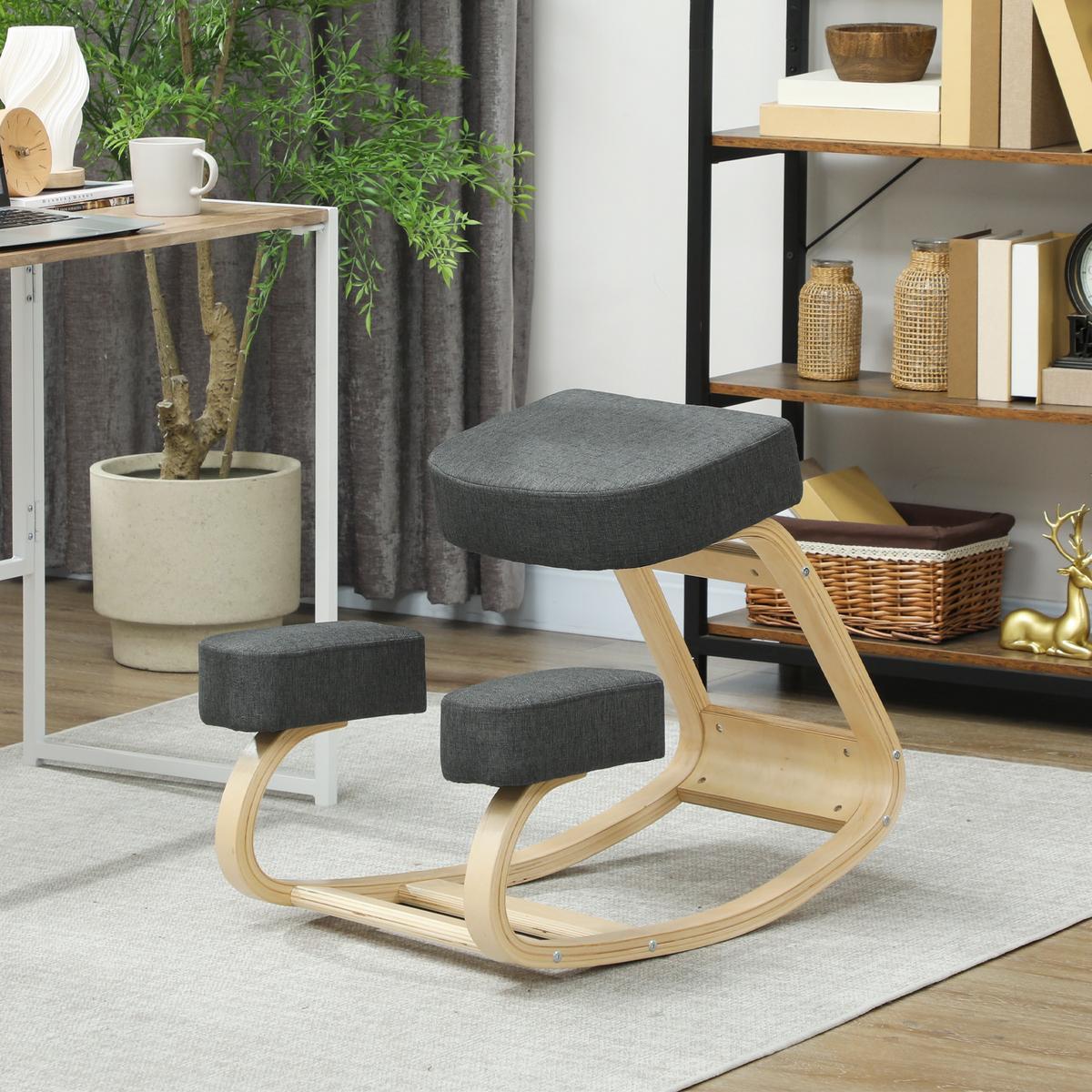 KNIESTUHL Birke Polyester Dunkelgrau - Dunkelgrau, Holz (51/58/69cm) - Vinsetto