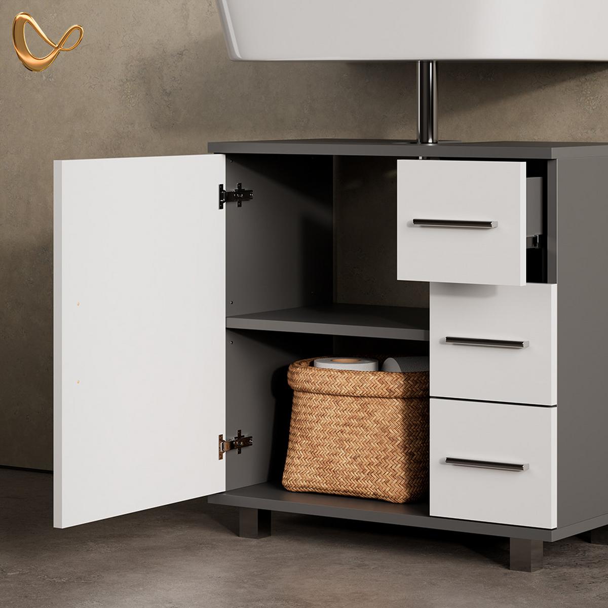 WASCHBECKENUNTERSCHRANK Eisak Anthrazit 60 x 60.8 cm - Anthrazit, Holzwerkstoff (60/60.8/33cm) - Livinity®