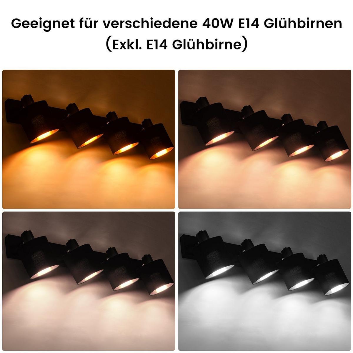 DECKENSTRAHLER Brand 4-flammig 67/11/20 cm - Schwarz, Textil (67/11/20cm) - Nettlife