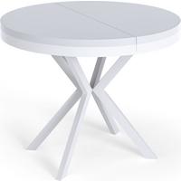 ESSTISCH Cloud runder ausziehbarer, Weiß 120-200/120/76 cm - Weiß, Holzwerkstoff/Metall (120/200/76cm) - WFL GROUP