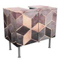 WASCHBECKENUNTERSCHRANK Rosa Grau goldene Geometrie 60/55/35 cm - Rosa, Holzwerkstoff (60/55/35cm) - Bilderwelten