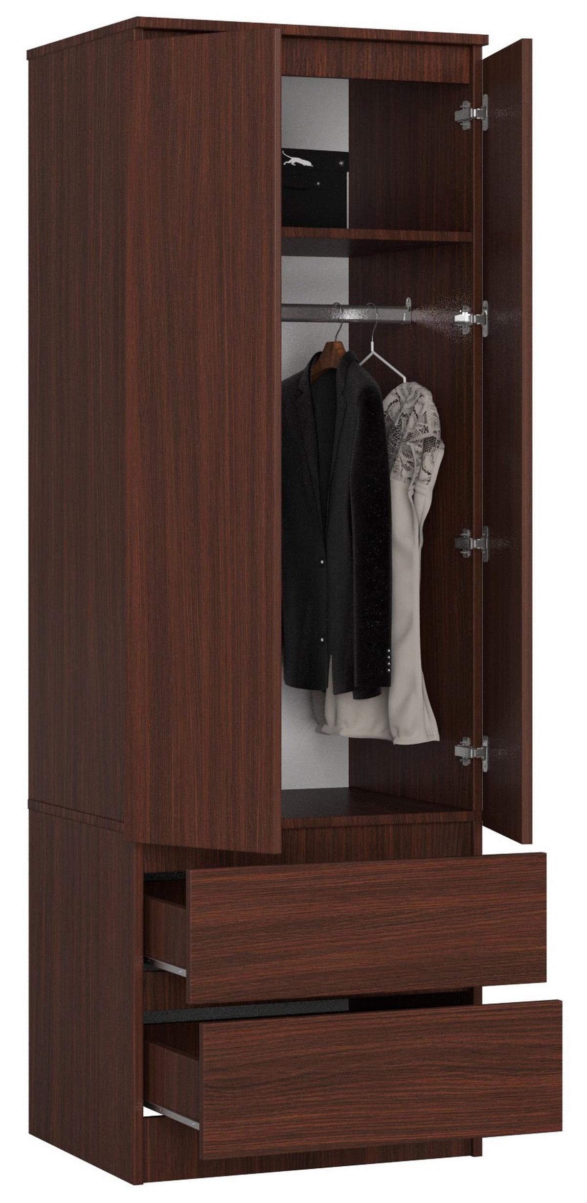 KLEIDERSCHRANK Dunkelbraun 180/60/51 - Dunkelbraun, Holzwerkstoff (60/180/51cm) - RAUMHIRSCH FURNITURE