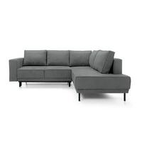 ECKSOFA Rodario Dunkelgrau Velours - Dunkelgrau/Schwarz, Textil/Metall (247/187cm) - Selsey