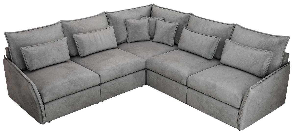 ECKSOFA VERSO L Hellgrau Velvet - Hellgrau/Schwarz, Kunststoff/Textil (270/270cm) - MKS