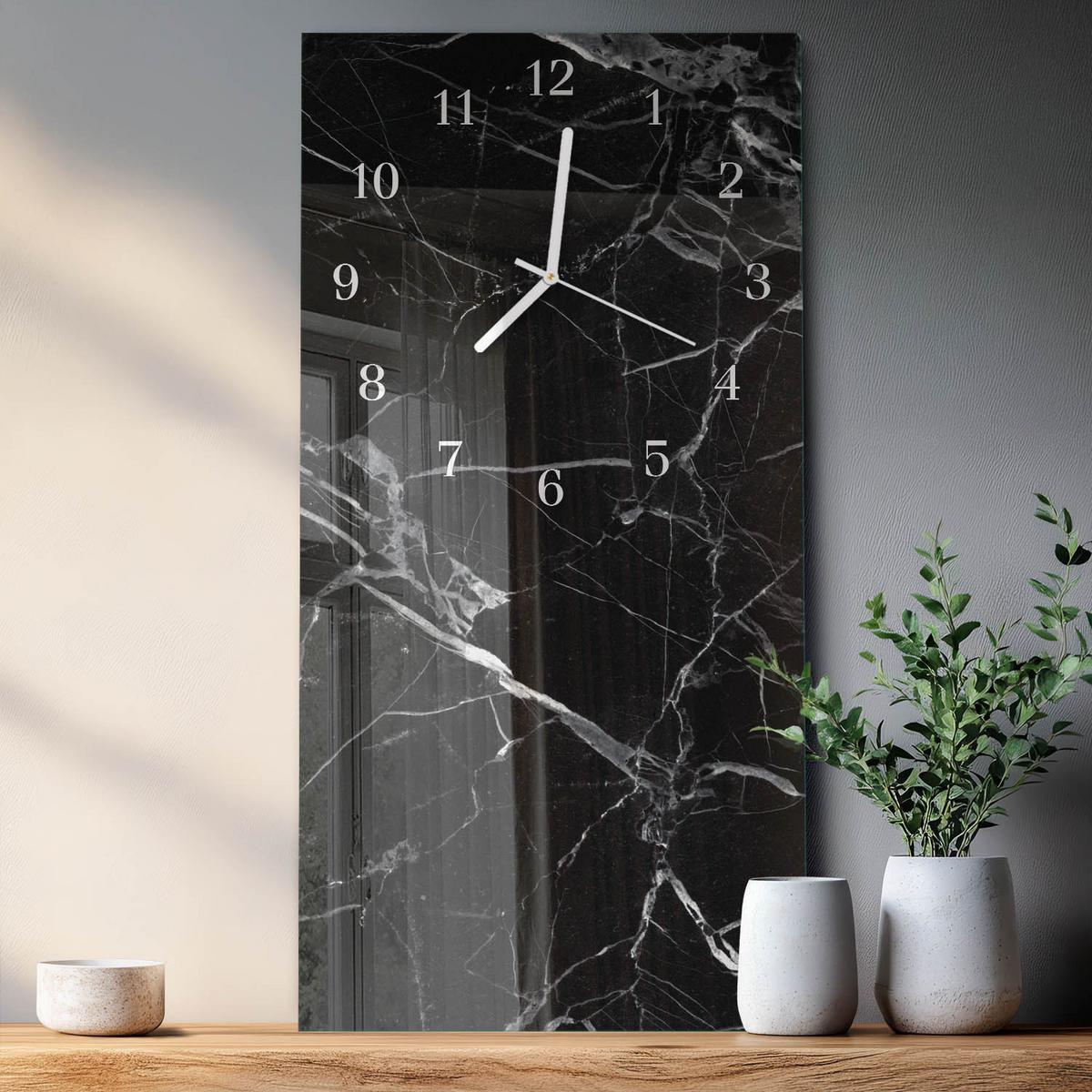 WANDUHR aus Glas 30x60 cm - Graphit - Schwarz, Glas (30/60/0.4cm) - TULUP