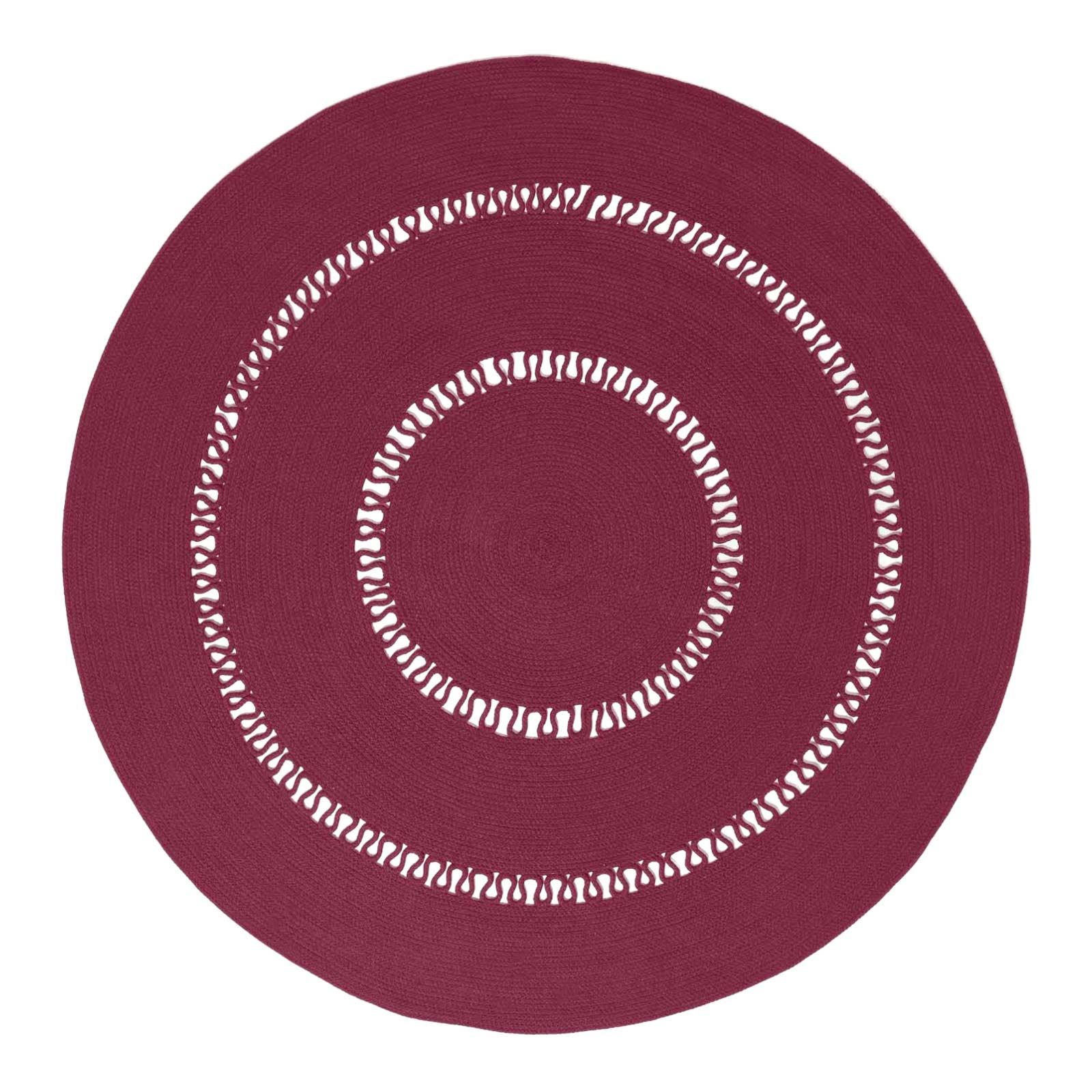 TEPPICH geflochten rund mit Häkel-Muster 120 cm - Weinrot, Textil (120/120cm) - Homescapes