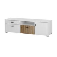 TV-LOWBOARD weiß matt, Eiche 150 x 44 cm, TV Unterteil mit viel Stauraum und Soft-Close - Eichefarben/Schwarz, Holzwerkstoff/Kunststoff (150/44/42cm) - Furn.Design