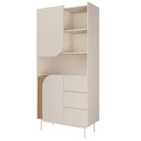 BÜCHERREGAL Camel mit 2 Türen, 3 Schubladen und geriffeltem Detail, 90 cm, Frühlingseiche + Macadamia - Eichefarben/Beige, Holzwerkstoff/Metall (92/195/42cm) - Beautysofa