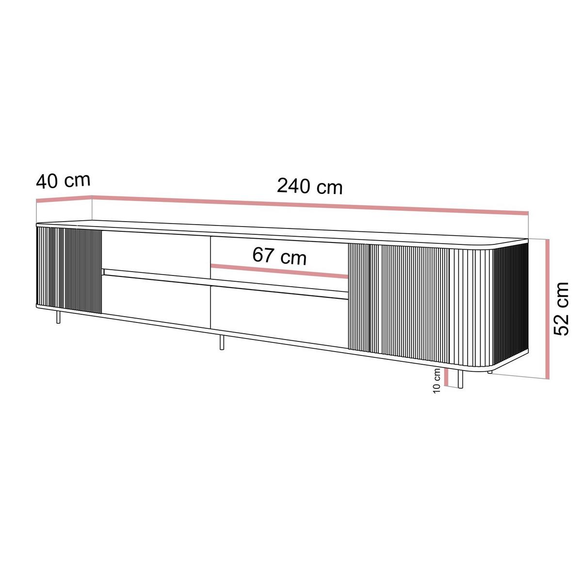 TV-UNIT MIRAGE GOLD 240 cm mit geriffelten Fronten - Beige, Holzwerkstoff (240/52/40cm) - Lookway