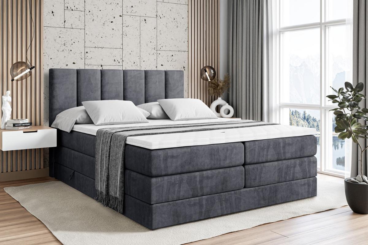 BOXSPRINGBETT BOXI1 KING - 180x200 - H3/H4 - Dunkelgrau - Dunkelgrau, Holzwerkstoff (180/200cm) - ALTDECOR
