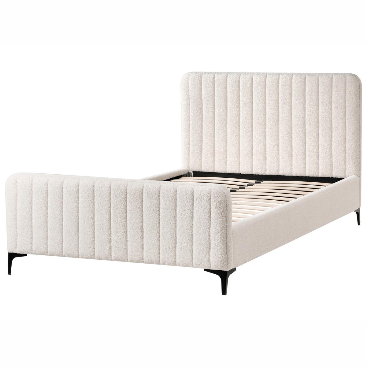 BETT mit Lattenrost 120/200 cm Cremeweiß Lunan - Schwarz/Weiß, Textil (120/200cm) - Beliani