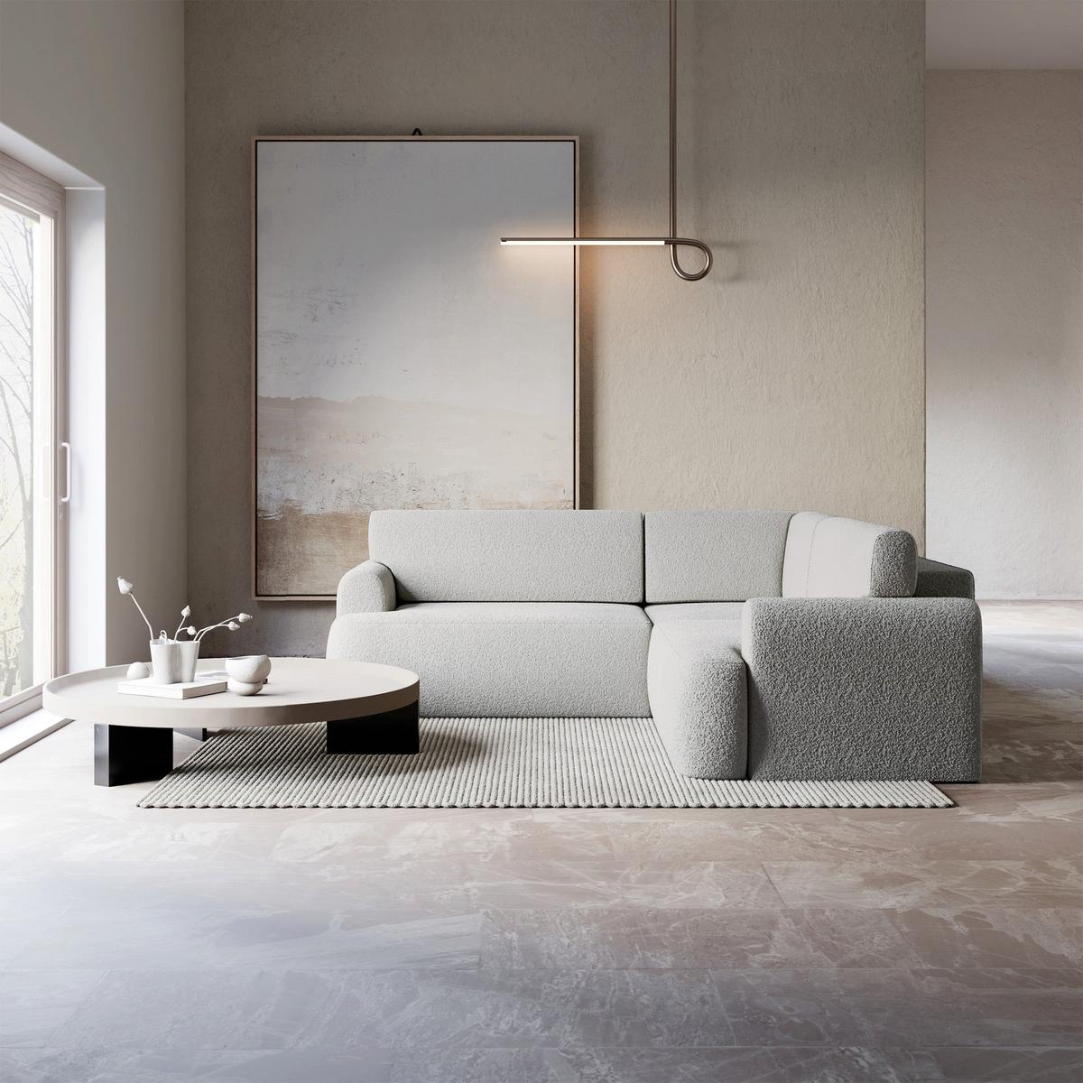 ECKSCHLAFSOFA Kaveo GRAUBEIGER PLÜSCH universell mit Eckelement MIT BETTKASTEN - Taupe/Schwarz, Kunststoff/Textil (245/245cm) - Selsey