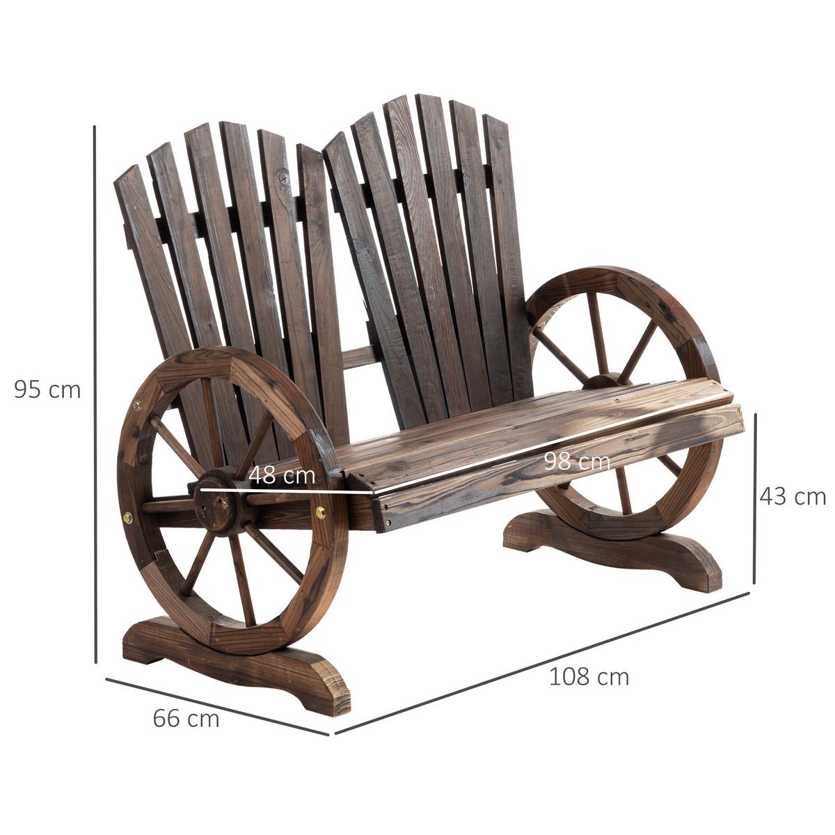 GARTENBANK mit Armlehne Sitzbank Gartenmöbel Massivholz Dunkelbraun - Dunkelbraun, Holz (66/95/108cm) - Outsunny