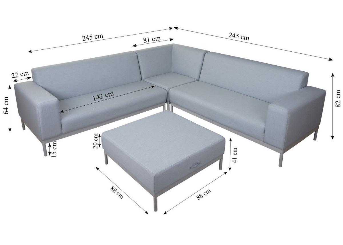 ECKSOFA OHNE ABLAGE Blau - Blau, Textil (245/82cm) - MCW