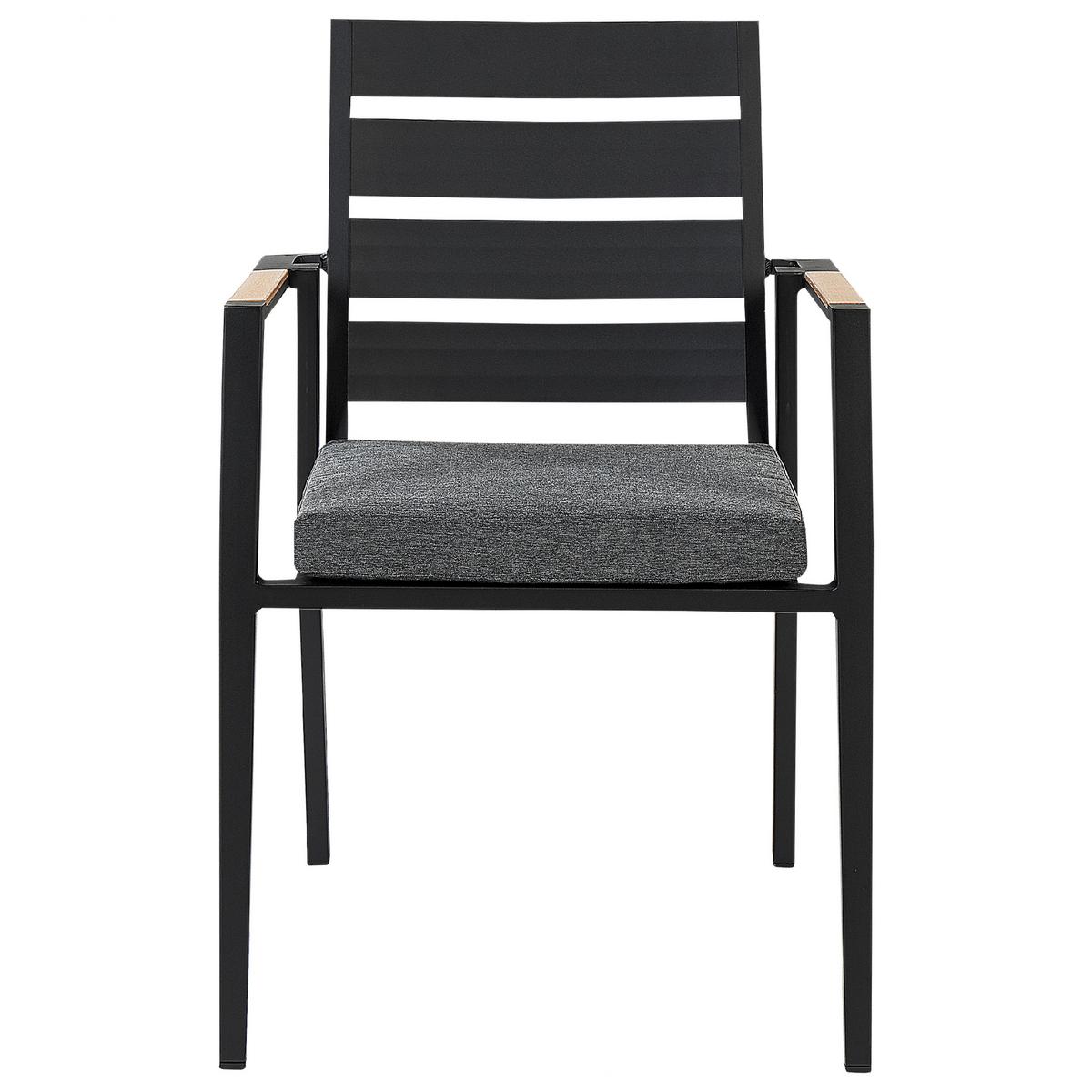GARTENSTUHL 6er-Set Aluminium schwarz Taviano - Schwarz, Metall (54/86/58cm) - Beliani