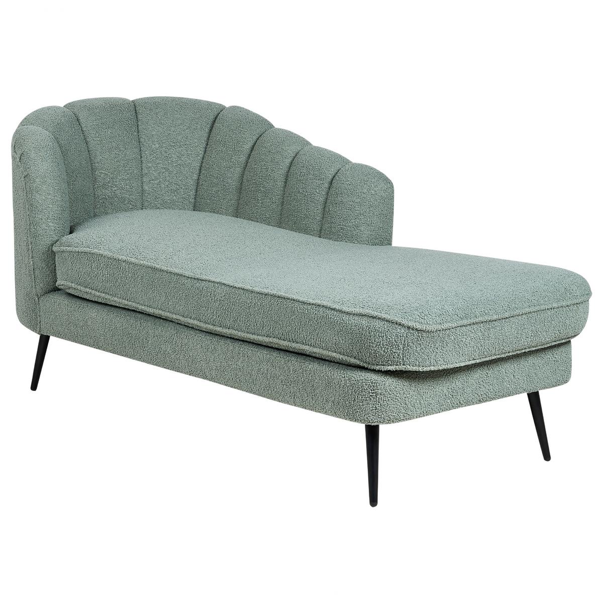 CHAISELONGUE Bouclé grün linksseitig Allier - Schwarz/Grün, Textil (150/75/76cm) - Beliani