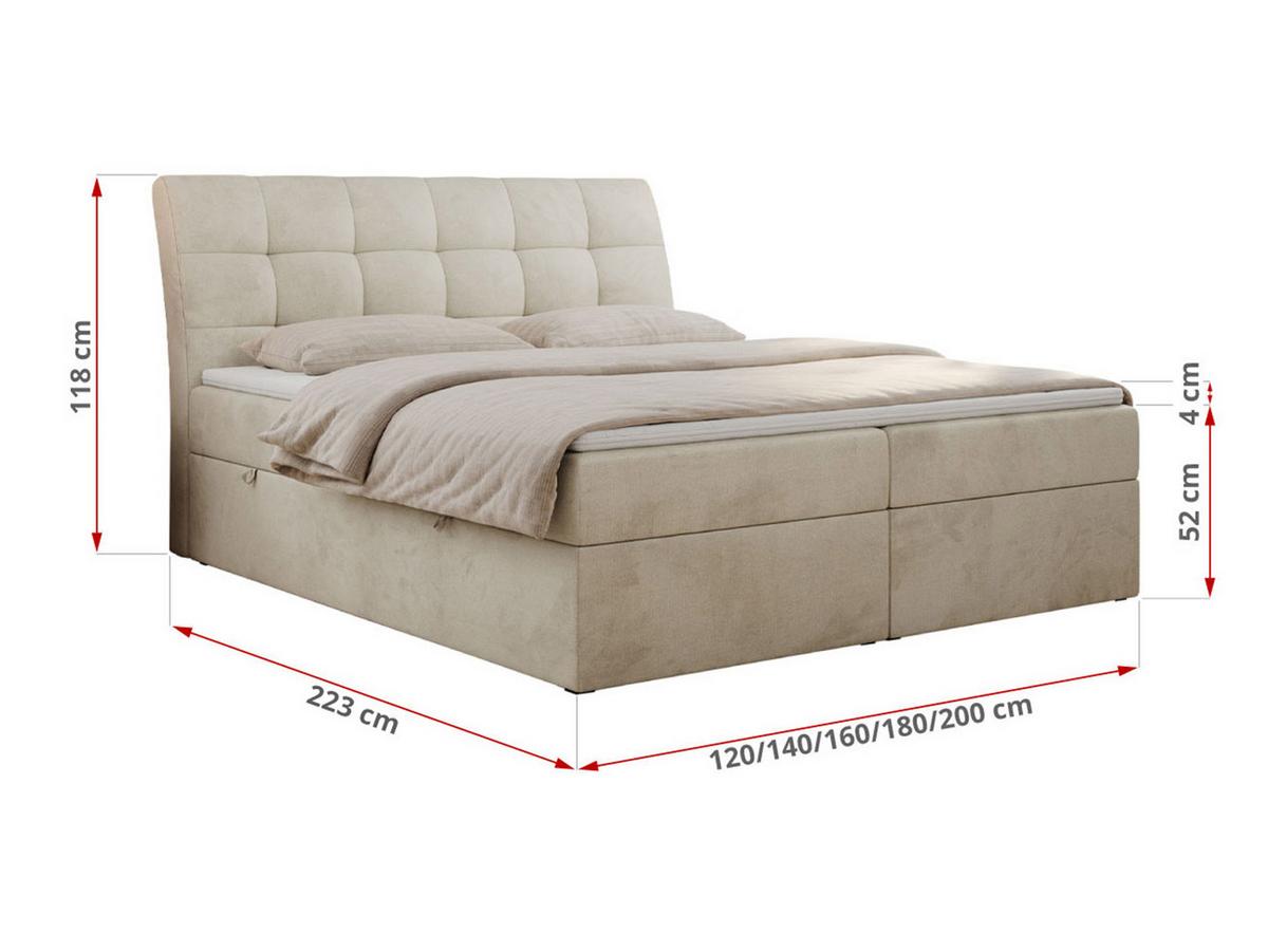 BOXBETT DIEGOS 140/200 Beige Velvet - H4 - Beige, Holz/Textil (140/200cm) - MKS