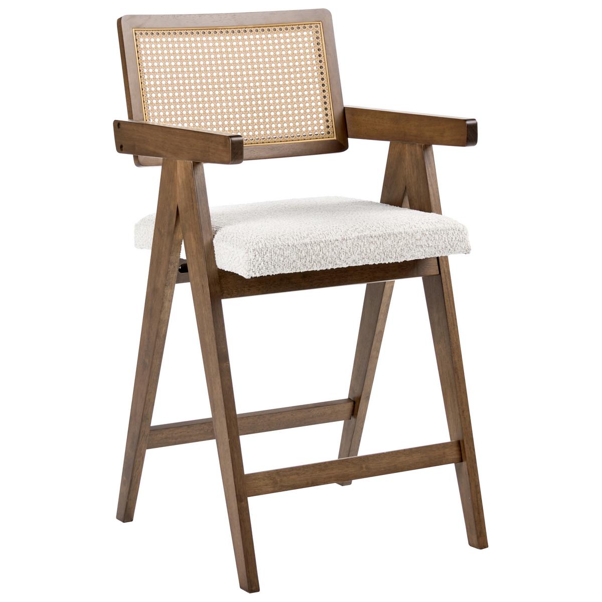 BARSTUHL 2er-Set Holz Braun/HellbeigeAva - Beige, Holz (55/102/65cm) - Beliani