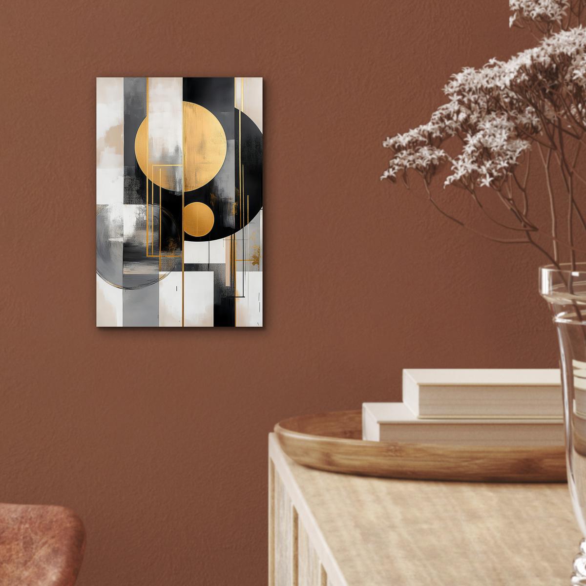 METALLBILD Abstrakt - Gold - Silber - Formen - Ästhetisch - Modern 20x30 cm - Goldfarben, Metall (20/30cm) - MuchoWow