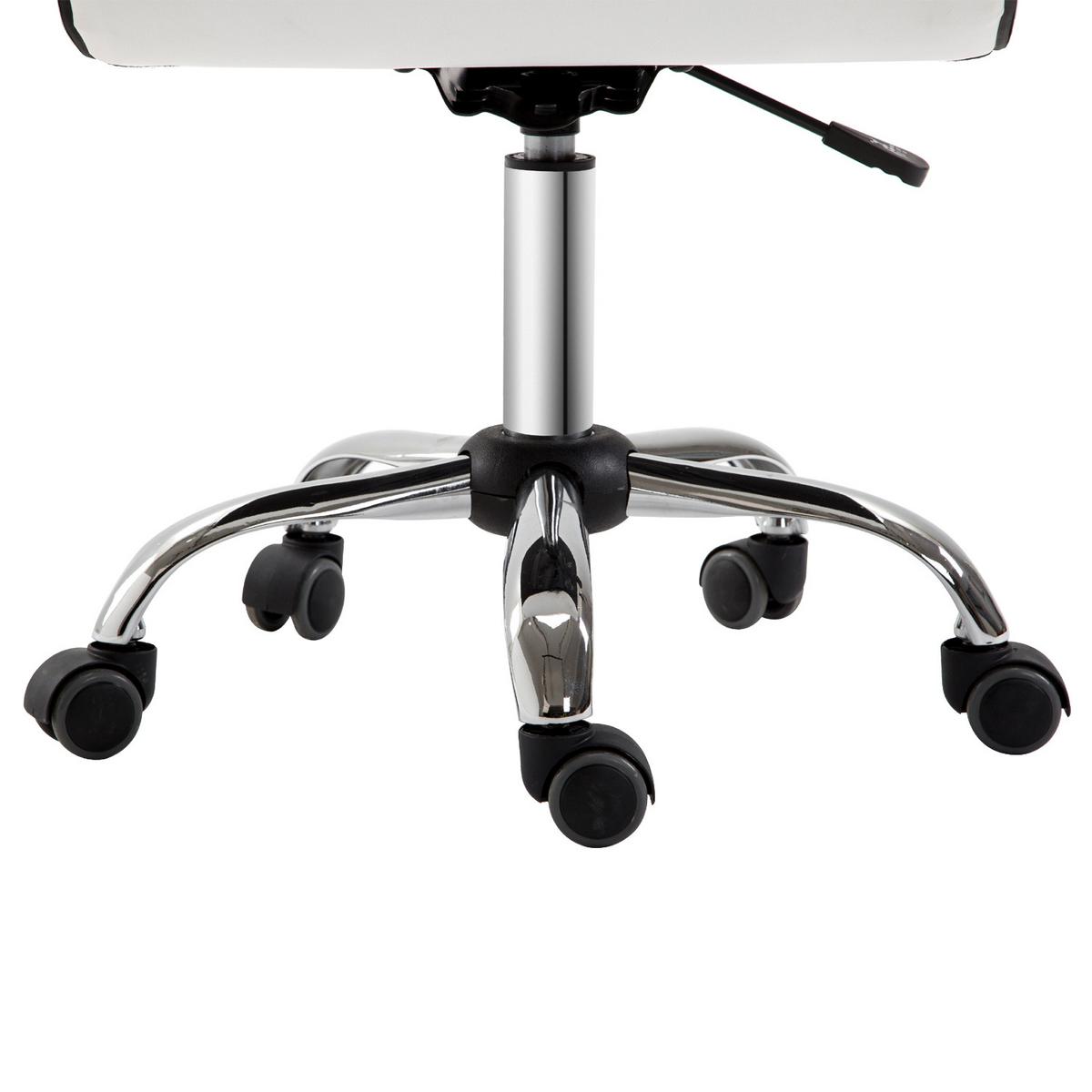 BÜROSTUHL, Ergonomischer Schreibtischstuhl ohne Armlehne für Büro, Kunstleder - Weiß, Kunststoff (46/92/51cm) - HOMCOM