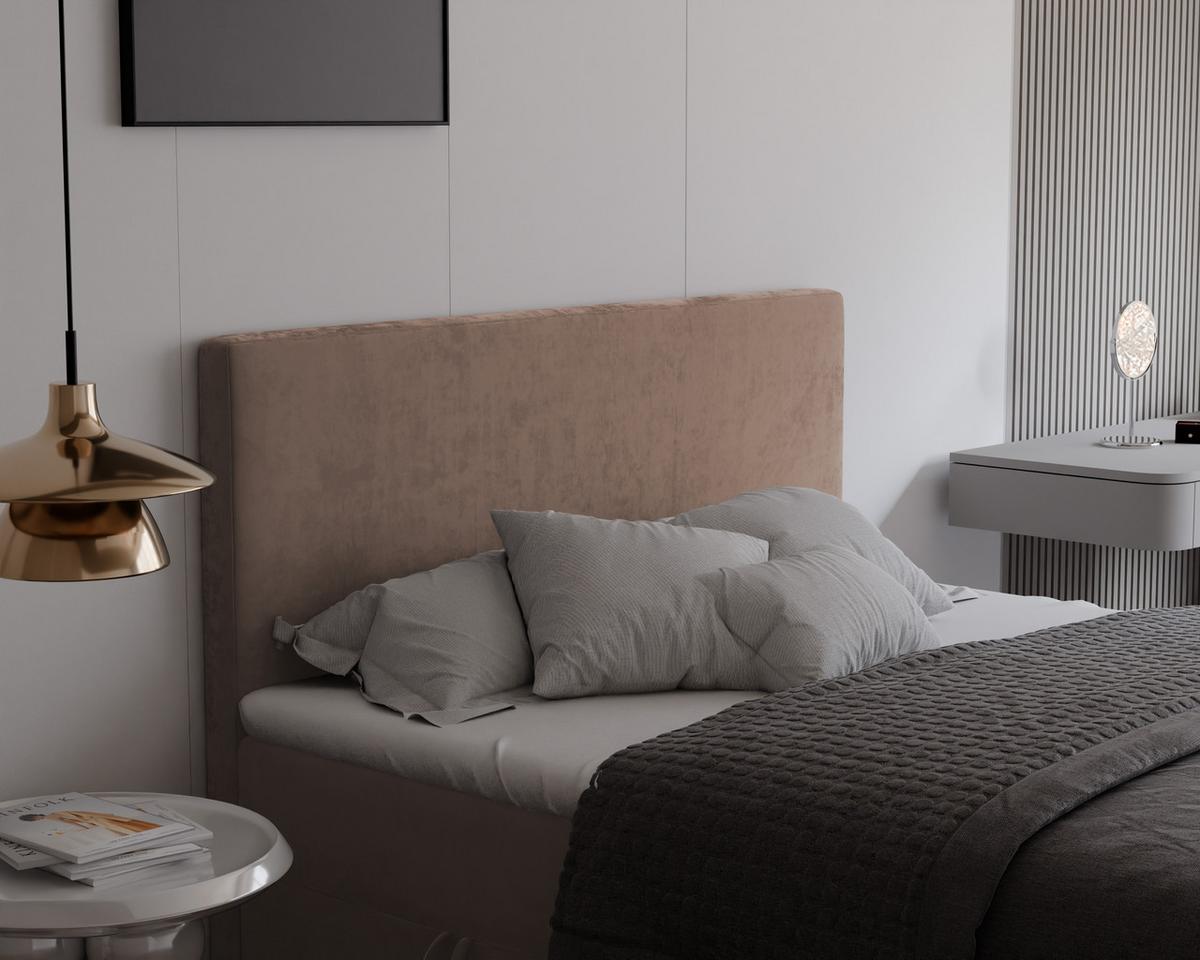 BOXBETT GIULIA 140/200 cm mit Matratze und Topper, Hellbraun - Hellbraun, Textil (140/200cm) - Idohome