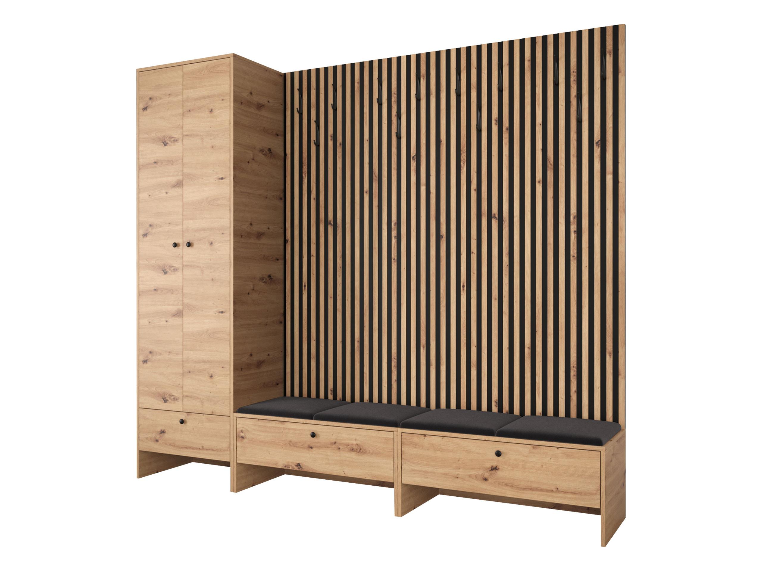 GARDEROBE Balma VI - Schwarz, Holzwerkstoff/Textil (230/206/44cm) - MIRJAN24