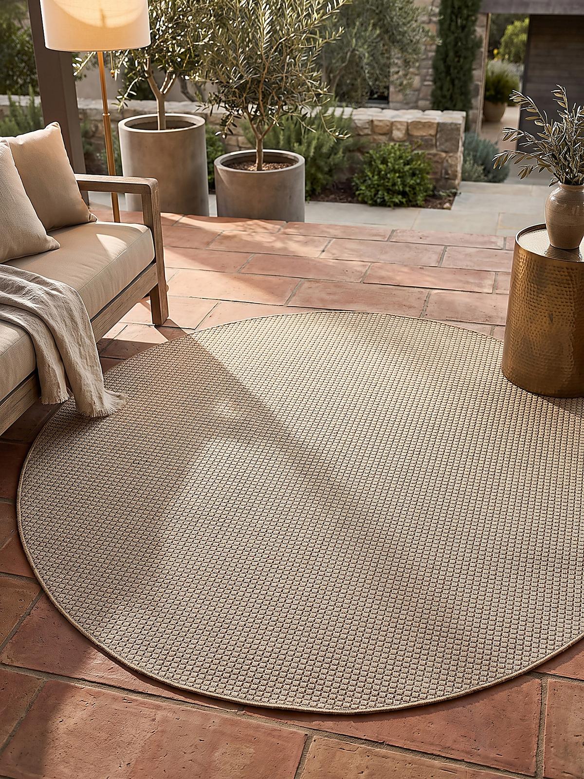 TEPPICH Flachgewebe, Outdoor, Fußbodenheizung-geeignet, VIGOLENO in Sand, Ø 80 cm - Beige, Textil (80/80cm) - KADIMA DESIGN