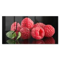 WANDUHR aus Glas 60x30 cm - Himbeeren - Rot, Glas (60/30/0.4cm) - TULUP