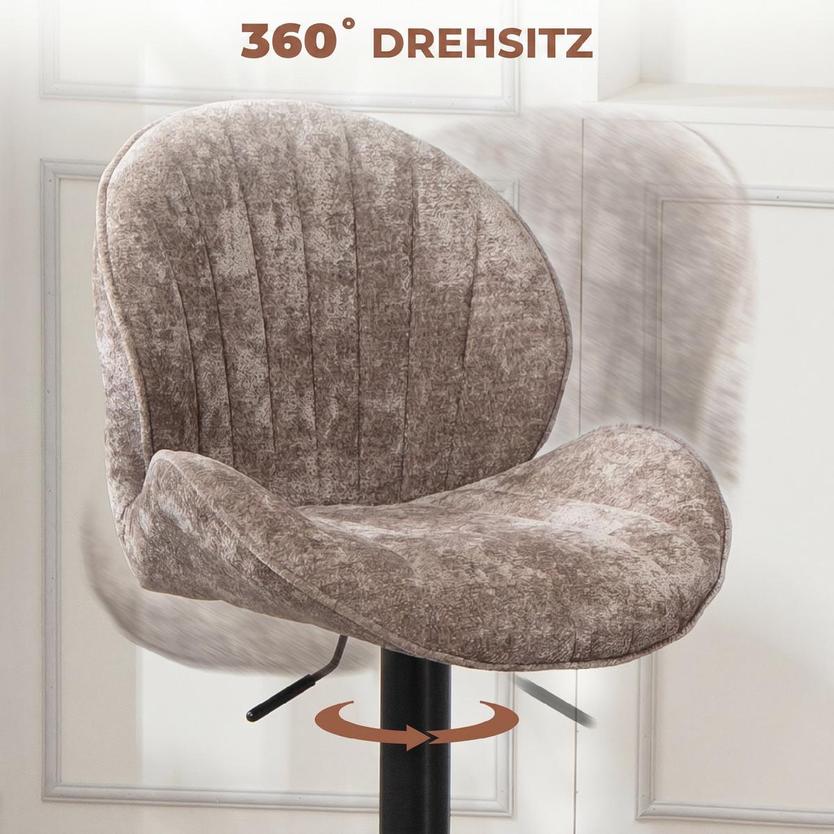 BARHOCKER 2er Set Polyester Stahl Braun - Schwarz/Braun, Textil/Metall (48/115/50cm) - HOMCOM