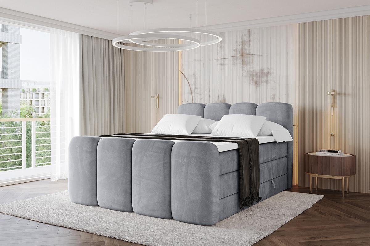 BOXBETT mit Matratze H3|H4 und Lattenrost - NINA-Z KING - 140x200 cm Monolith - Hellgrau - Hellgrau, Holzwerkstoff (140/200cm)