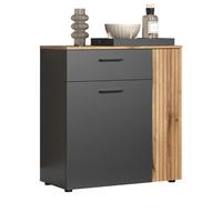 KOMMODE grau, Eiche Evoke 80 cm, Sideboard in modernem Design - Eichefarben/Anthrazit, Holzwerkstoff/Kunststoff (80/86/38cm) - Top.Furn