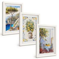 BILDER SET 3er Set - 20x30 cm Weißer Rahmen - Gemälde von Zitronenbäumen - Weiß, Kunststoff (20/30cm) - TULUP