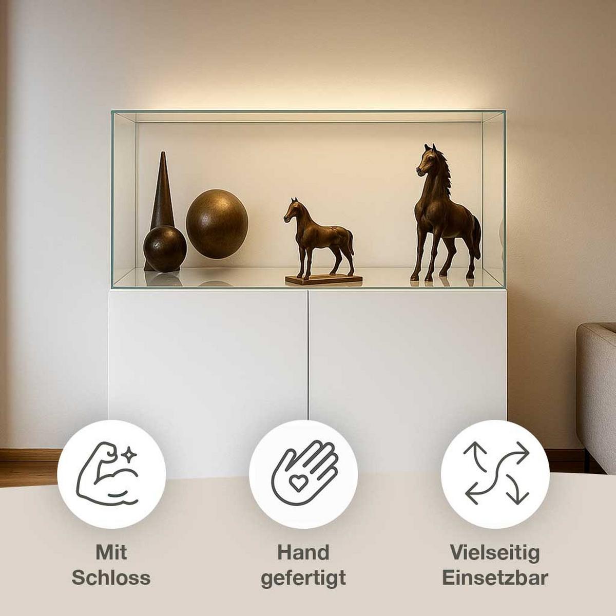 KUNSTVITRINE 36/100/37 cm mit Schiebetür & Schloss - Transparent, Glas (100/37/36cm) - K-Möbel