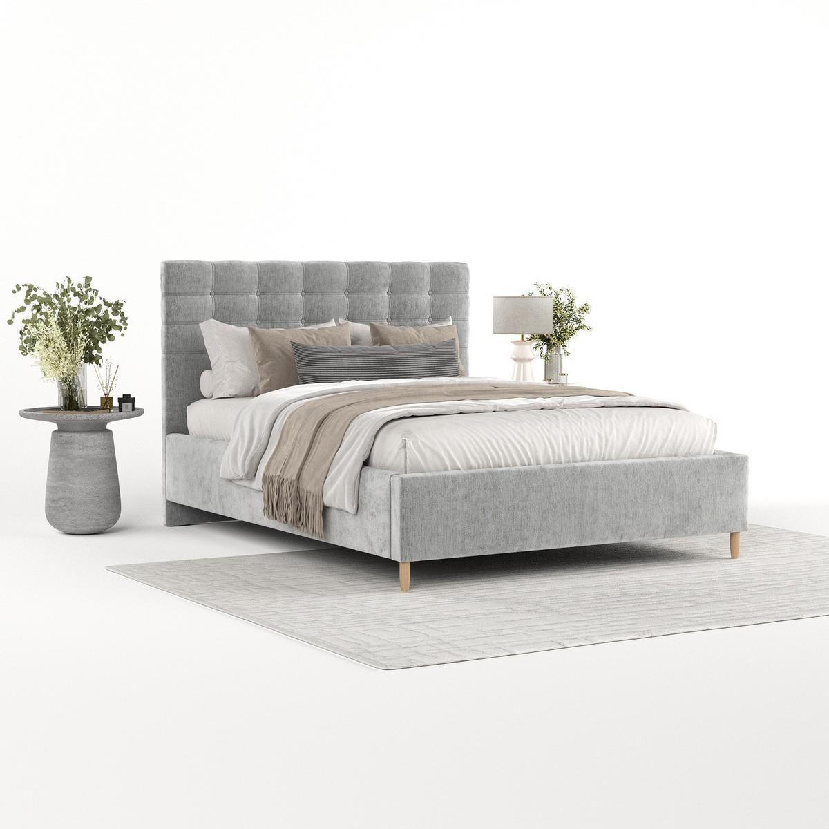POLSTERBETT Soma 120/200 cm Hellgrau im Lotta Stoff - Hellgrau/Naturfarben, Holz/Holzwerkstoff (120/200cm) - AltaBeds