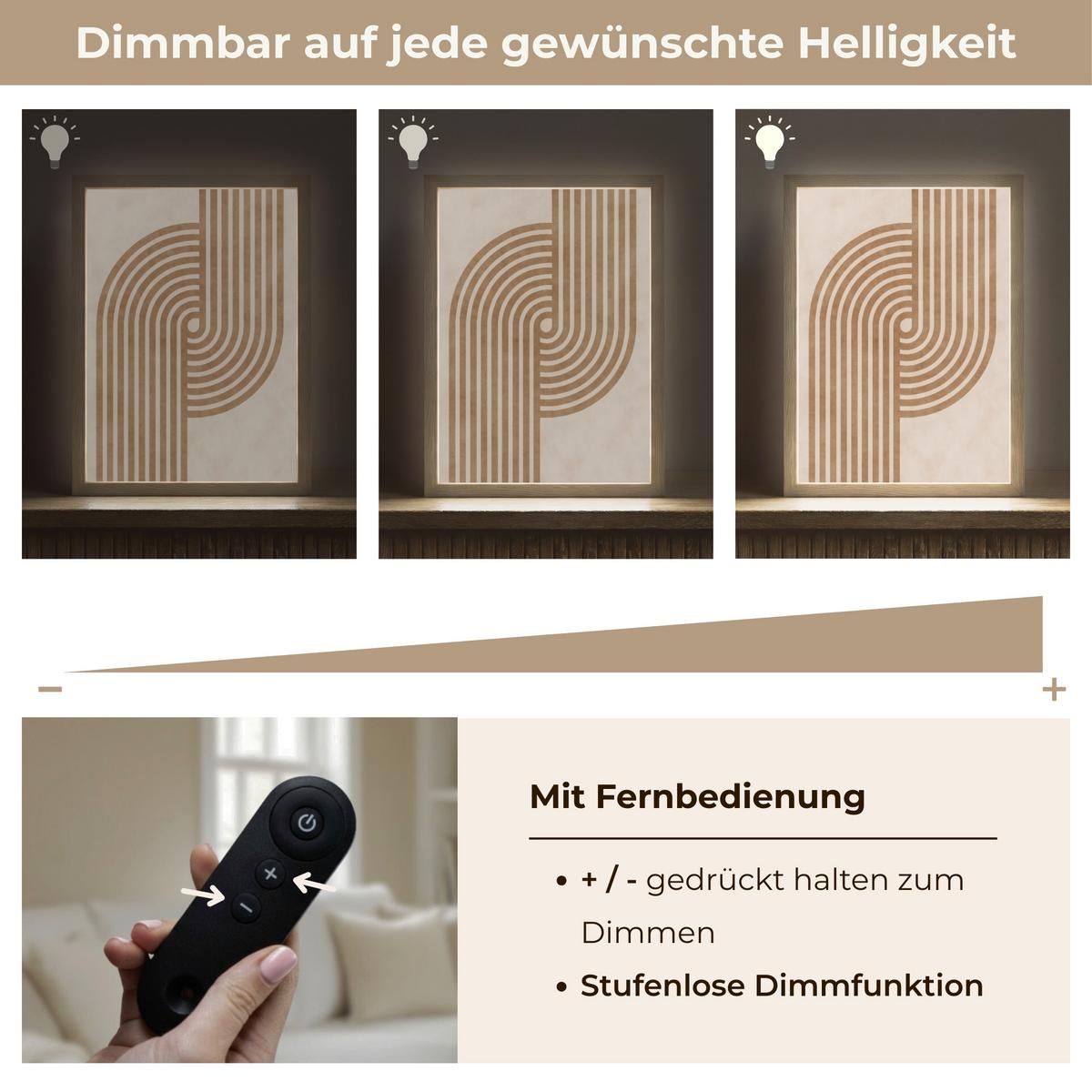 WANDLEUCHTE MIT AKKU Symmetrische Biegung - kupferfarbig 30x40 cm - Beige, Holzwerkstoff (30/40/8cm) - OnlyWow