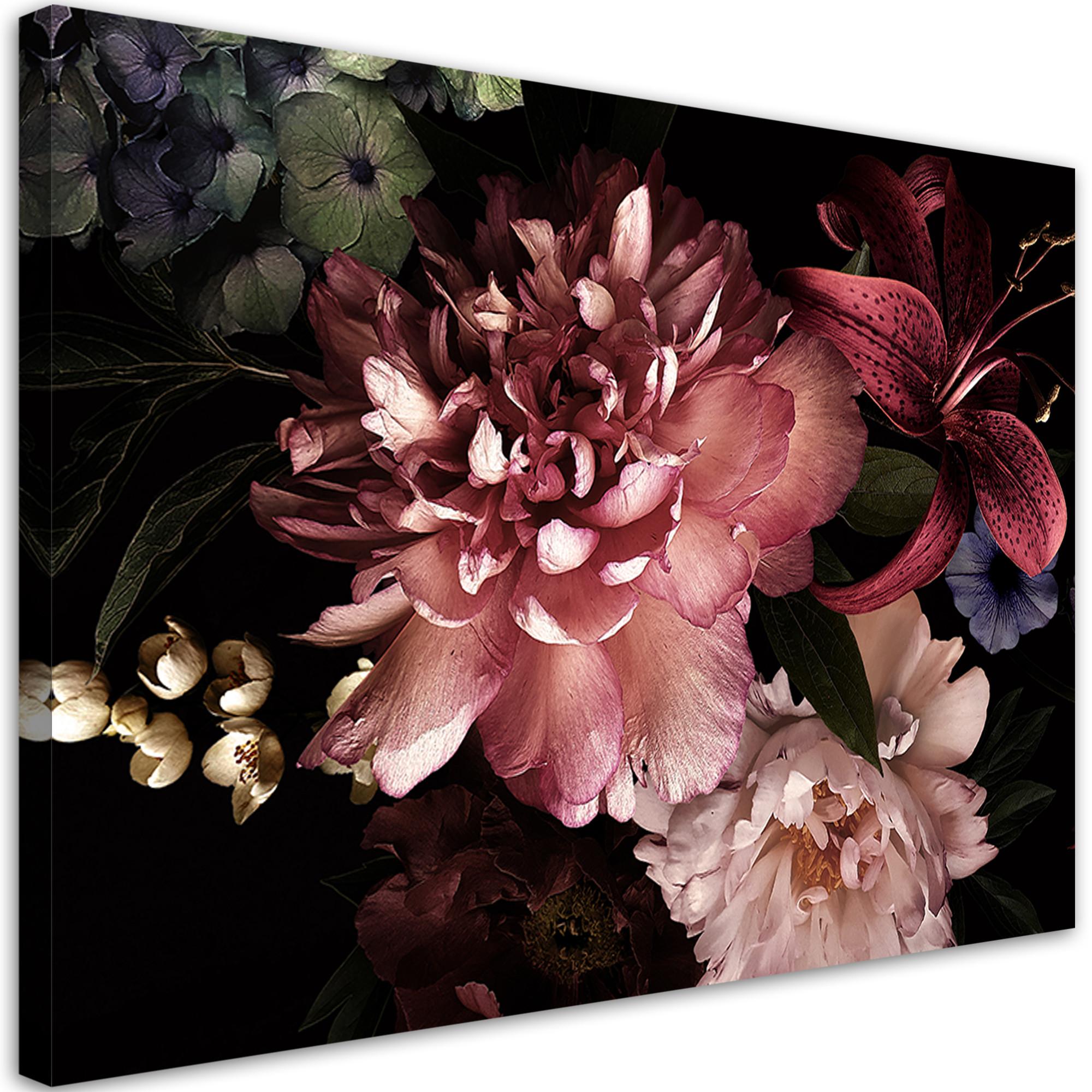 WANDBILD blumenstrauß rosa pflanzen - Pink, Textil (60/40cm) - Feeby