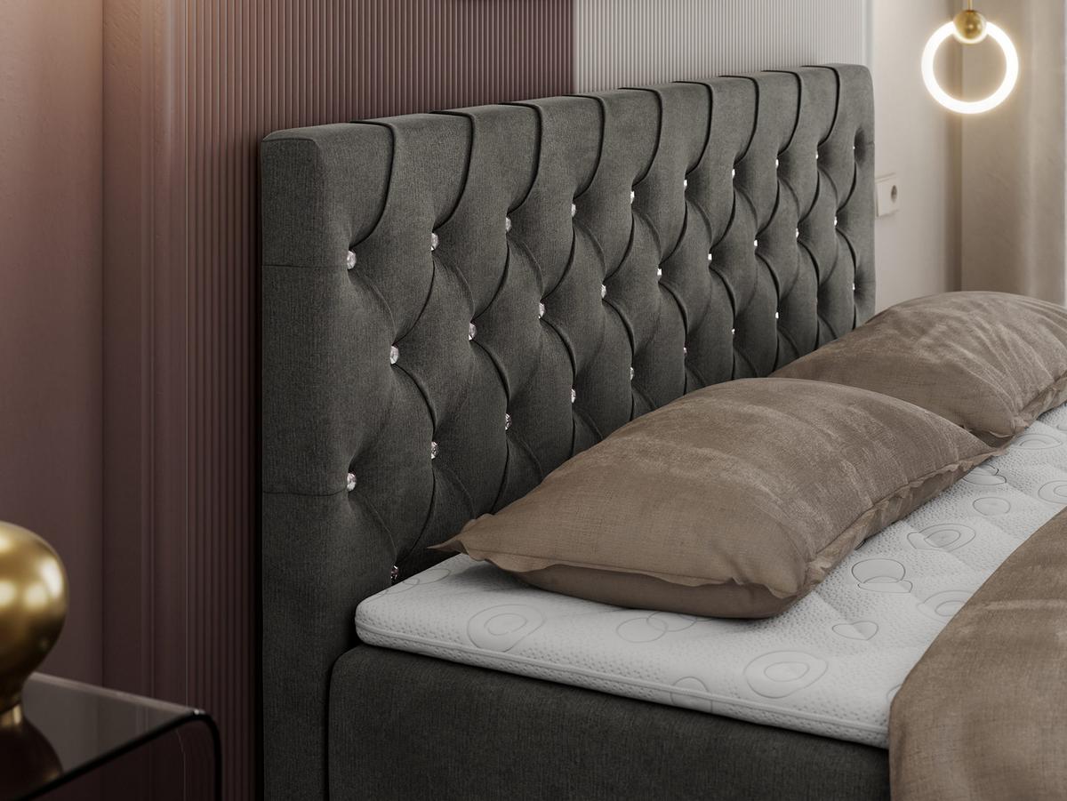 BOXBETT ROMA 120/200 - Dunkelgrau Velvet - H3 - Dunkelgrau, Holz/Textil (120/200cm)