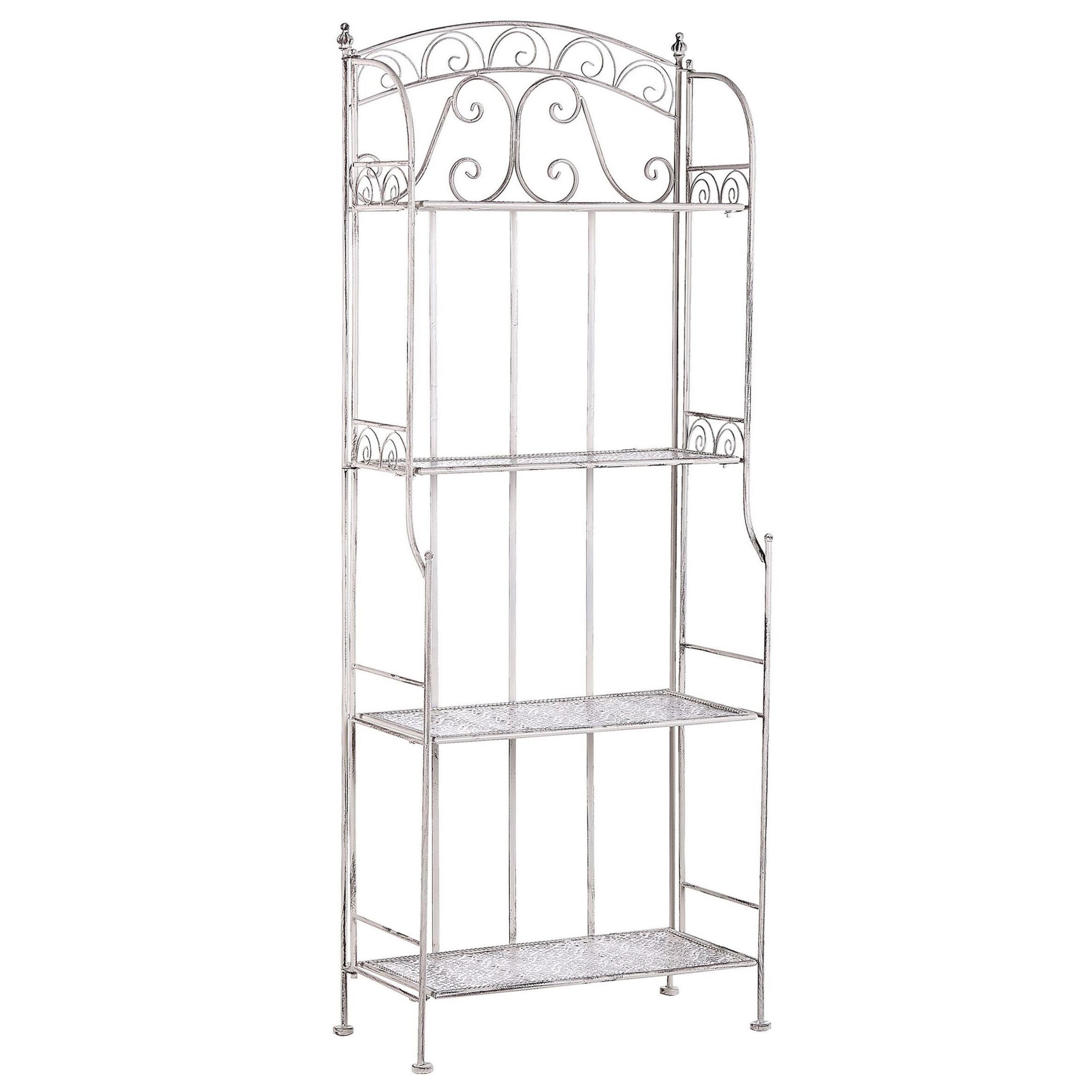 GARTENREGAL weiß Metall 4 Ablageflächen klappbar Padua - Weiß, Metall (61/156/32cm) - Beliani