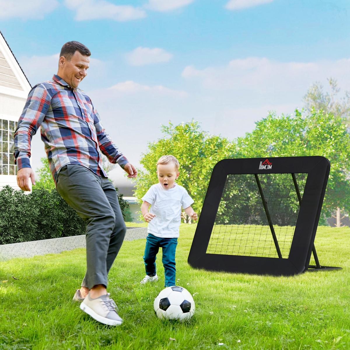 FUSSBALL Rebounder klappbar Kickback Tor Rückprallwand verstellbar Stahl Schwarz - Schwarz, Metall (118/128cm) - HOMCOM