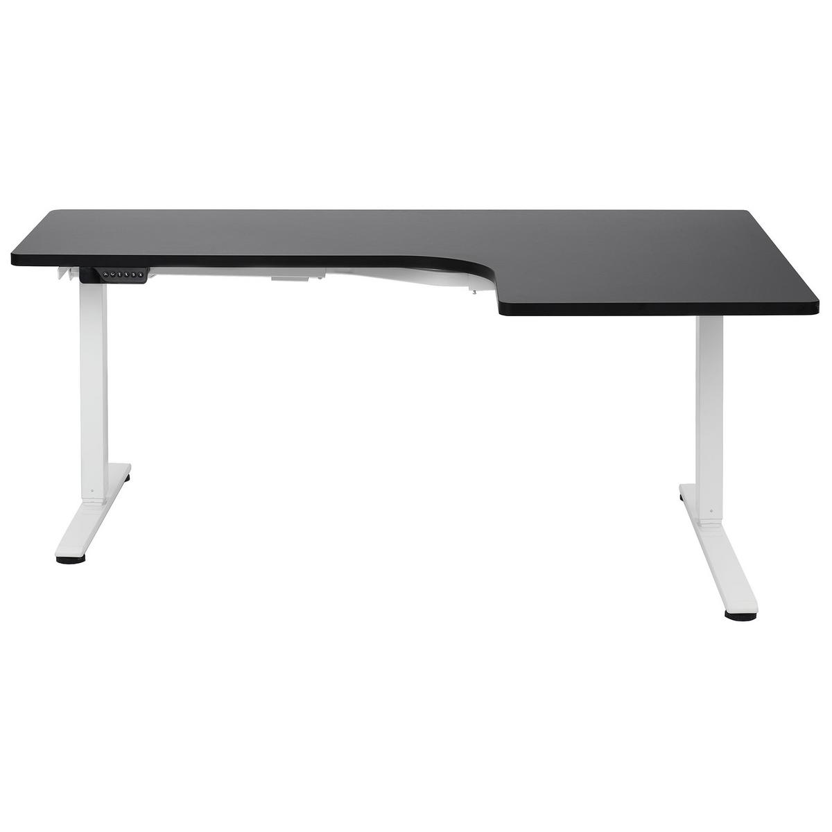 ECKSCHREIBTISCH elektrisch höhenverstellbar 160/109 cm Schwarz/Weiß rechtsseitig Destines - Schwarz/Weiß, Holzwerkstoff/Metall (109/160/60cm) - Beliani