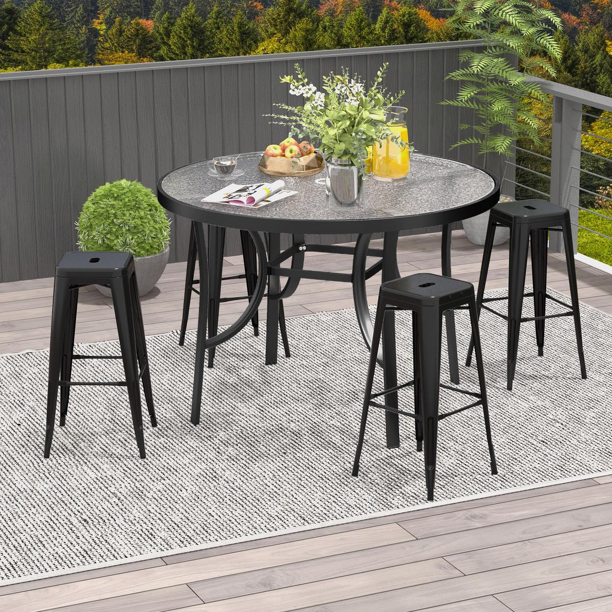 BARHOCKER Metall Schwarz - Schwarz, Metall (43/76/43cm) - HOMCOM