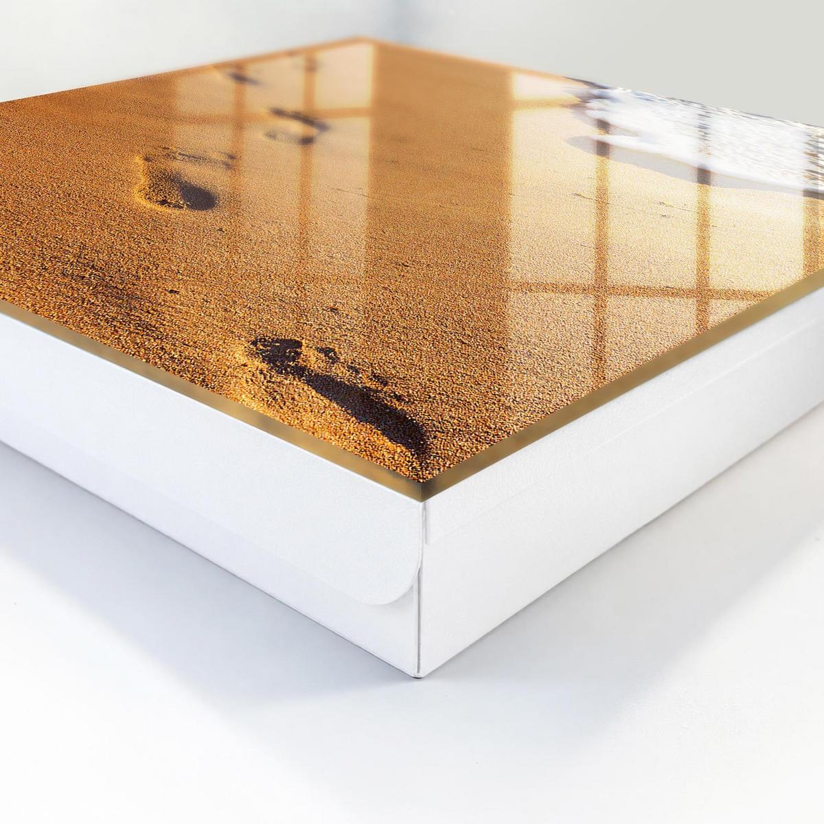 SCHLÜSSELBOX Weiß 30x30 cm – Türöffnung nach rechts - Die Ruhe des Strandes - Gelb, Metall (30/30/5cm) - TULUP